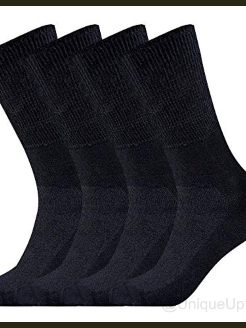 Diabetic Crew Socks 4 Pack Thin Cotton Non-Binding Loose Top Seamless Toe Black